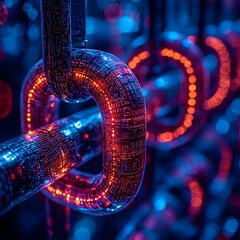 Poster - blockchain powered marketplace with glowing transaction pathways enabling real time transparency