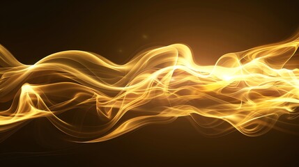 Poster - Abstract, glowing golden smoke on a dark background.