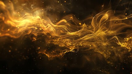 Poster - Abstract golden liquid swirling on a dark background.