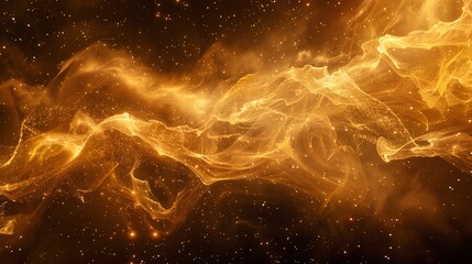 Poster - Abstract swirling golden light on a black background.
