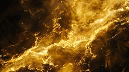 Poster - A swirling abstract background of golden light and particles.