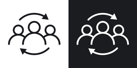 Poster - Personnel change icons set in black and white stroke lines