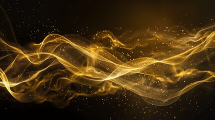 Poster - Abstract swirling golden light on a black background.