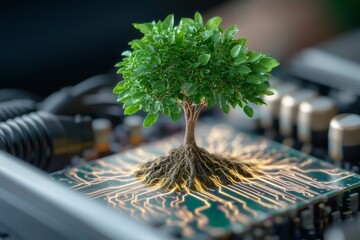 Poster - Growing Tree on Circuit Board Technology and Nature Coexisting, Sustainability