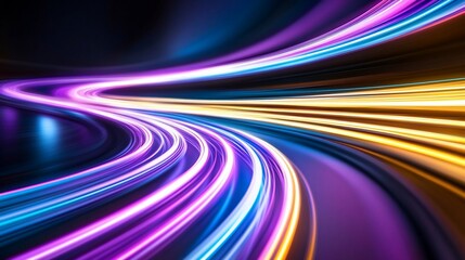 Poster - Abstract glowing lines in dark backdrop, shows speed and motion for modern designs
