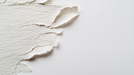 Poster - Delicate, torn edges of textured paper reveal intricate patterns, contrasting vividly against a crisp white backdrop, showcasing creativity and artistry in simple materials