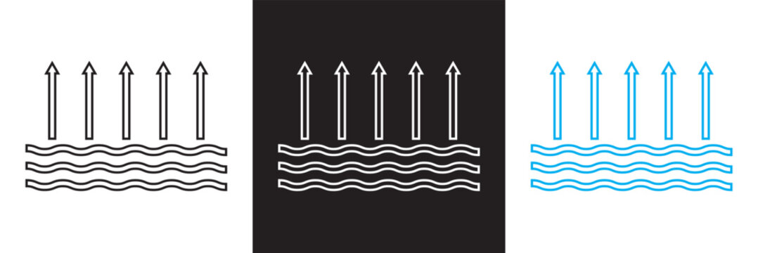 Evaporate icon. Vector illustration. isolated on white and black background. EPS 10