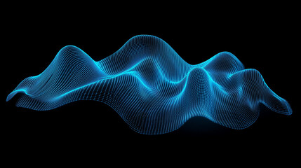 Wall Mural - Abstract blue wave on black background, 3d render background, wallpaper