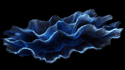 Wall Mural - Abstract blue background with glowing blue wave with particles on a dark background.