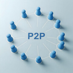 Poster - A circular network of blue game pieces connected with lines, centered around 