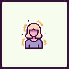 Fototapete - Stylized woman avatar icon surrounded by festive confetti or sound waves