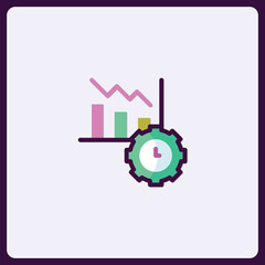 Poster - Time management with business chart icon, efficiency and productivity symbol