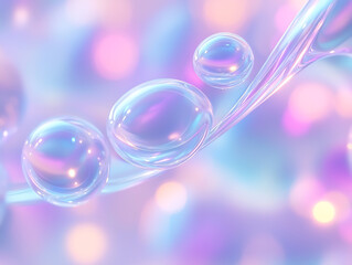 Poster - Bubbling water droplets underwater abstract imagery soft glow close-up view fluid dynamics