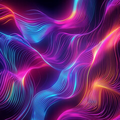 Poster - Vibrant light waves dance digital art futuristic atmosphere abstract design colorful display