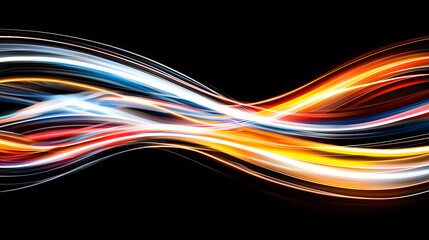 Poster - Dynamic light trails abstract background digital art dark environment close-up view modern design concepts