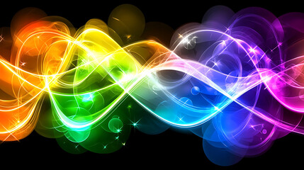 Poster - Dynamic colorful light waves abstract background graphic design digital art vibrant environment modern concept