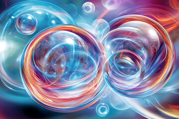 Poster - Dynamic colorful bubbles abstract art digital artwork vibrant environment close-up view visual concept