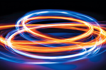 Poster - Dynamic light trails urban night scene photography abstract environment low angle view motion concept