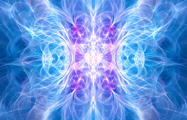 Poster - Dynamic abstract energy patterns digital art colorful background surreal environment symmetrical viewpoint