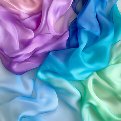 Poster - Elegant flowing fabric textiles studio photography soft colors close-up textile art