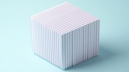 Poster - Abstract pastel cube with vertical lines.