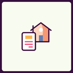 Poster - Abstract property paperwork icon on light background for web design