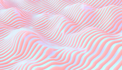 Poster - Wavy patterns of pink stripes digital art abstract environment 3d viewpoint visual concept for modern aesthetics