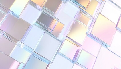 Poster - Abstract pastel glass cubes background.