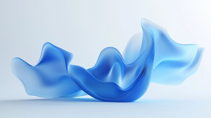 Wall Mural - 3d Abstract blue wave on light background, 3d render background, wallpaper