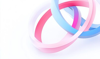 Poster - Abstract pastel pink, blue, and purple rings intertwined on white background.