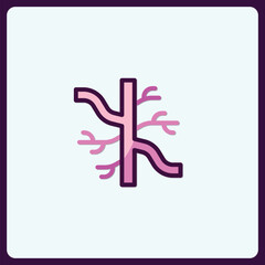 Poster - Minimalistic vascular structure or tree branch icon with simple design style