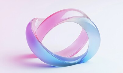 Poster - Abstract pink and blue glass rings intertwined.