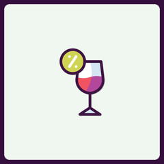 Poster - Illustration showcasing a stylized wine glass with a percentage symbol adornment