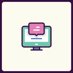 Poster - Computer communication bubble icon symbolizing digital notifications and online discussions