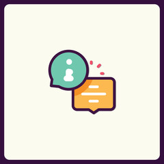 Poster - Modern Communication: Two Overlapping Speech Bubbles Icon, Information and Document