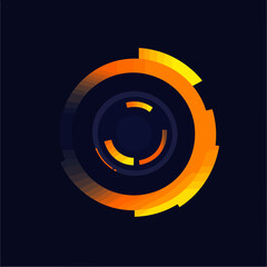 Poster - Abstract orange circle technology futuristic interface design motion