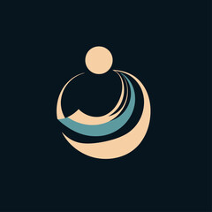 Poster - Abstract Geometric Logo Design with Circle and Wave Elements on Dark Blue