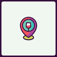 Poster - Vibrant wine glass location pin icon for beverage app designs and layouts