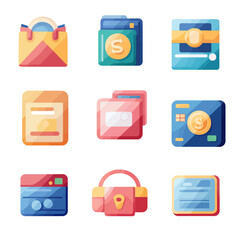 Poster - E-commerce vector icons set for online shopping, banking, and retail.
