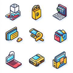 Poster - Isometric Icons of Online Shopping, E-Commerce, and Digital Business Concept