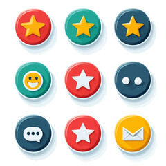 Poster - Colorful Circular Buttons with Star, Chat, Email and Smiley Symbols