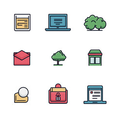 Poster - Assorted icons in an organized grid format with modern design elements