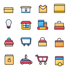 Poster - Colorful Icon Set Illustrating Various Objects and Concepts with Detail
