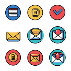 Poster - Email and communication icon set conveying messages in digital format