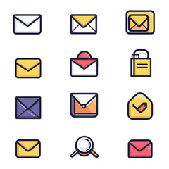 Poster - Email vector icons with mail message and search button for web design
