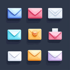 Poster - Colorful 3D Envelopes with Heart Symbol, Modern Communication, and Design