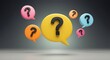 © Tati - Colorful speech bubbles with question marks, representing questions and communication