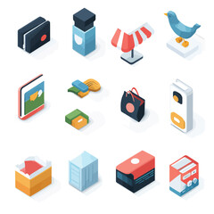 Poster - Isometric Collection of Diverse Objects for Design and Business Concepts