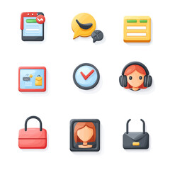 Poster - Set of colorful 3D icons for business and personal apps and platforms.