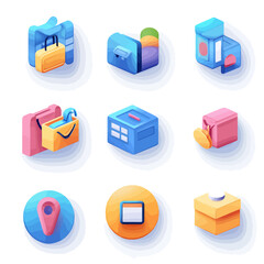 Poster - Isometric Business and Shopping Icons for E-Commerce and Digital Platforms